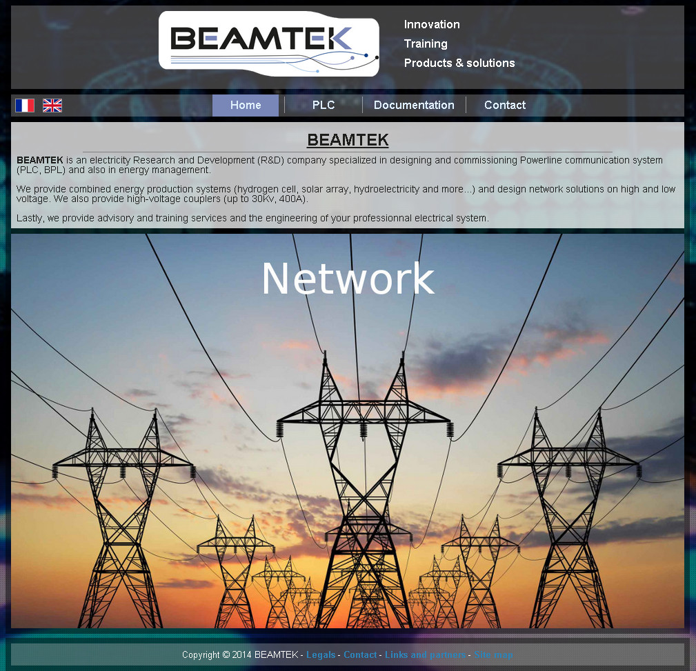 Site web de la société de recherche et développement Beamtek
